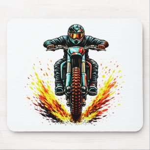 Motocross Dirt Bike Rijder Met Vurige Spoor Extrem Muismat