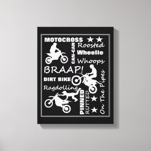 Motocross Dirt Bike Sports Terminology Typography Canvas Afdruk