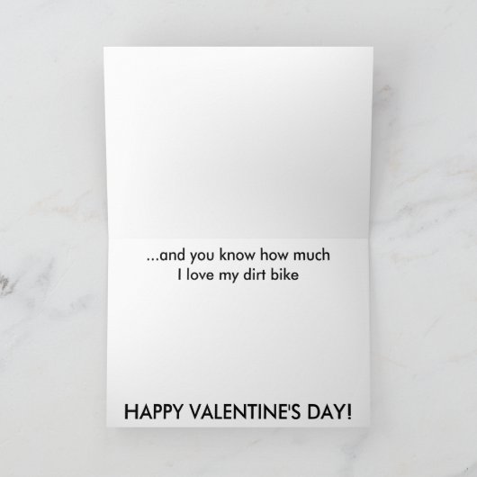 Motocross Dirt Bike Valentine's Day Card Funny Feestdagen Kaart (Binnen)