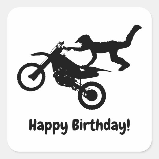Motocross Dirt Bike Verjaardag Party Stickers (Voorkant)