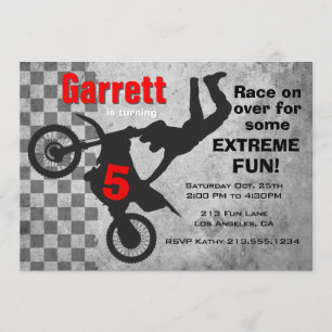 Motocross Dirt Bike Verjaardagsfeestje Uitnodiging
