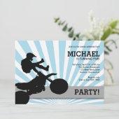 Motocross Dirtbike Invitation Blue Kaart (Staand voorkant)