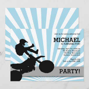 Motocross Dirtbike Invitation Blue Kaart