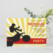 Motocross Dirtbike Invitation, Yellow and Red Kaart (Staand voorkant)