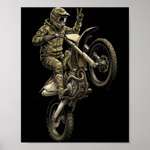 Motocross dirtbike racen camouflage offroad berijd poster