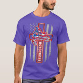 Motocross Drag Racing American Flag Cross T-shirt (Voorkant)