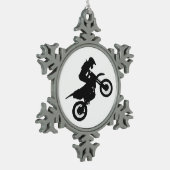 Motocross driver - Kies achtergrondkleur Tin Sneeuwvlok Ornament (Links)
