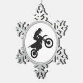 Motocross driver - Kies achtergrondkleur Tin Sneeuwvlok Ornament (Rechts)