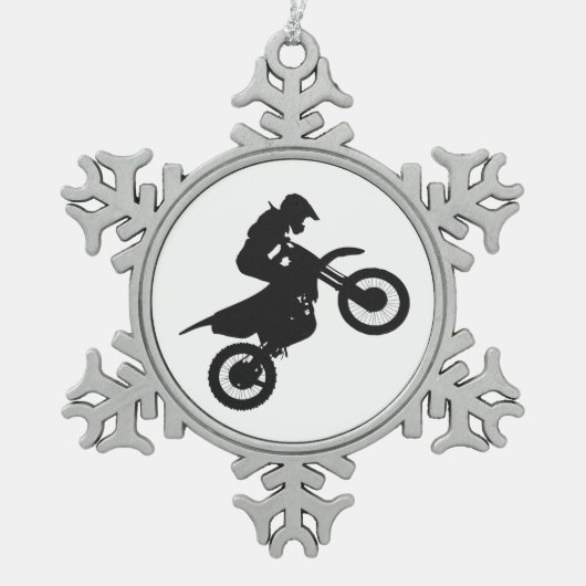 Motocross driver - Kies achtergrondkleur Tin Sneeuwvlok Ornament (Voorkant)