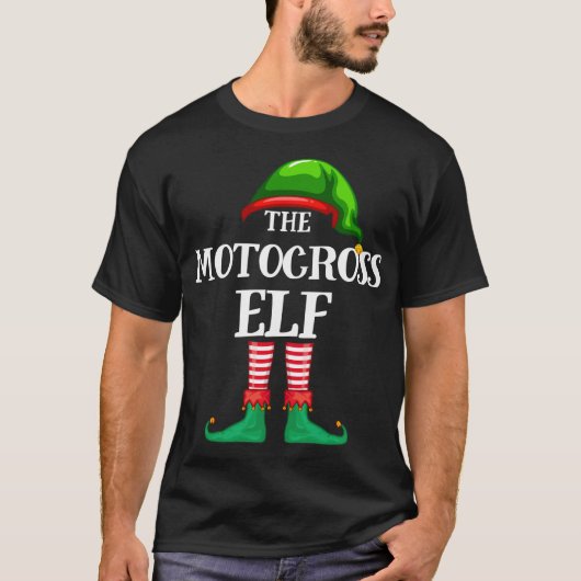 Motocross Elf Matching Family Kerstmis Pajama T-shirt (Voorkant)