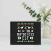 Motocross Elf Motorcycle Ugly Kerstbiker Gift Briefkaart (Staand voorkant)