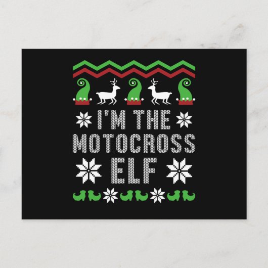 Motocross Elf Motorcycle Ugly Kerstbiker Gift Briefkaart (Voorkant)