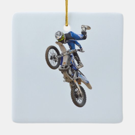 Motocross Extreme Tricks Keramisch Ornament (Achterkant)