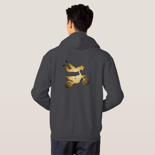 Motocross Freestyle Goldeffekt Hoodie (Achterkant volledig)