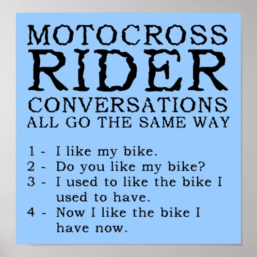 Motocross-gesprekken Funny Dirt Bike Poster Sig (Voorkant)