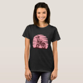 Motocross Girl Retro  Roze T-shirt (Voorkant volledig)