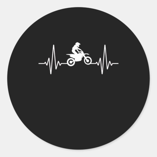 Motocross Heartbeat Motorcycle Dirt Bike Biker Gif Ronde Sticker (Voorkant)