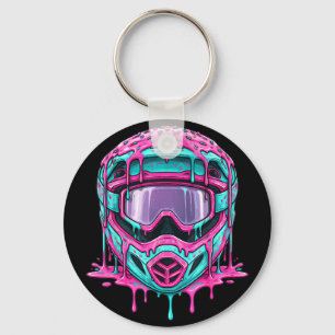 Motocross helm grafische druppel smelt vuile fiets sleutelhanger