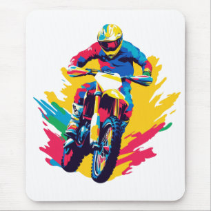 Motocross Illustratie Waterverf Kunst Schilderij Muismat