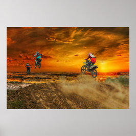 Motocross in Dusk Poster