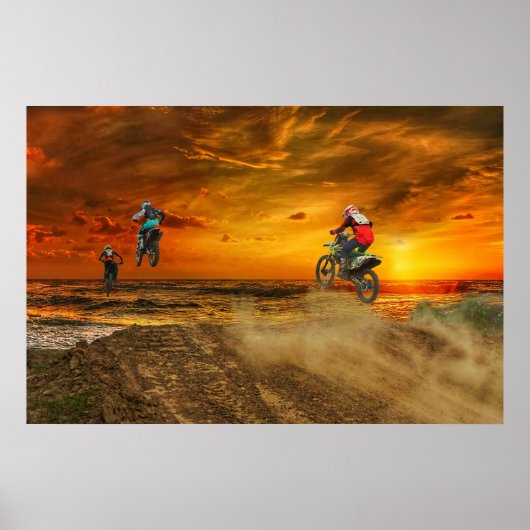 Motocross in Dusk Poster (Voorkant)