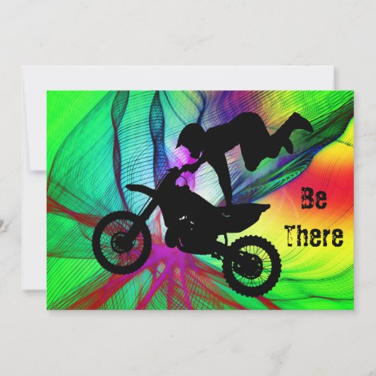 Motocross in een Psychedelic Spider Web Kaart (Voorkant)