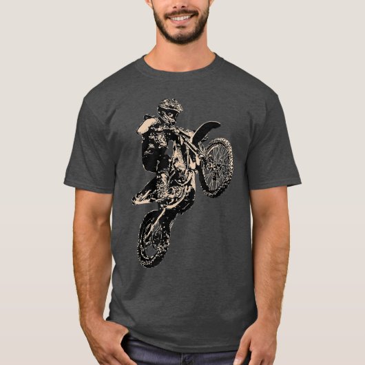 Motocross Jumping Bike Distress Graphic T-shirt (Voorkant)