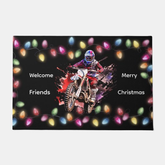 Motocross Kerst Welkom Vrienden Deurmat (Voorkant)