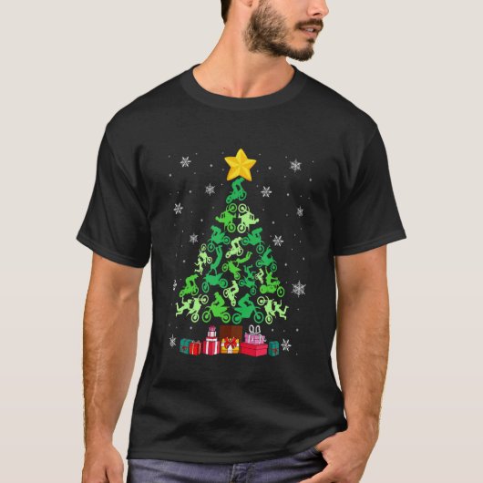 Motocross kerstboom Funny Sports Lover Xmas P T-shirt (Voorkant)