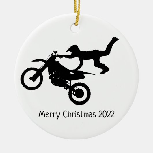 Motocross Kerstversiering Keramisch Ornament (Voorkant)