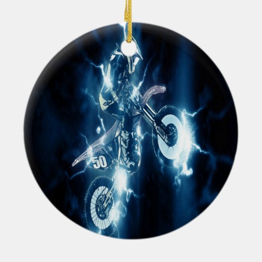 Motocross-kerstversiering Keramisch Ornament (Achterkant)