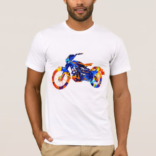 MOTOCROSS KLEURRIJKE VERF KUNST T-SHIRT