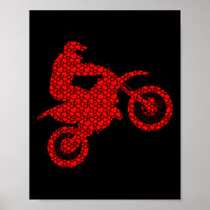 Motocross-liefhebbers valentijnsharten houden van poster