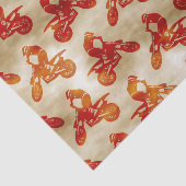 Motocross Love Motorcycle Pattern Biker Oranje Tissuepapier (Detail)