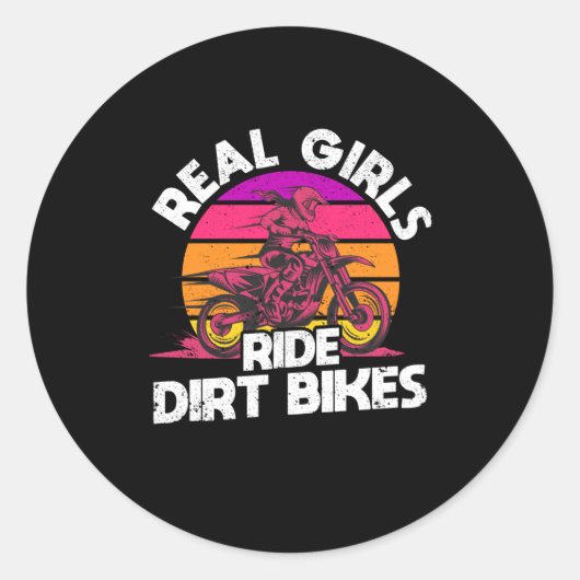 Motocross Lovers Racing Bikers Real Girls Ride Ronde Sticker (Voorkant)