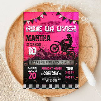 Motocross Meisje Verjaardag - Stoere Grunge Dirt B Kaart