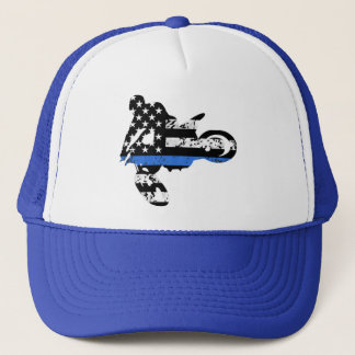 motocross motorfiets flikkert blauwe lijn truc trucker pet