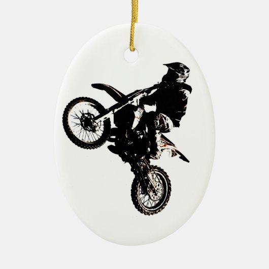 Motocross motorfiets keramisch ornament (Voorkant)
