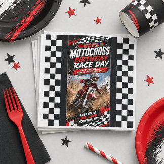 Motocross Motorfiets Verjaardags Wedstrijd Dag Servet