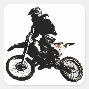 Motocross motorfiets vierkante sticker