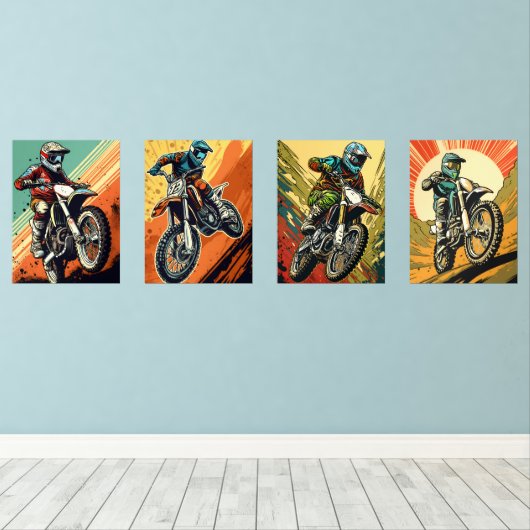 Motocross Muurkunst Sets (Houten vloer)