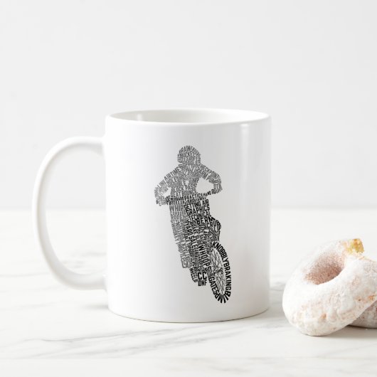 Motocross-off Road Motorcycle Word Art Koffiemok (Met donut)