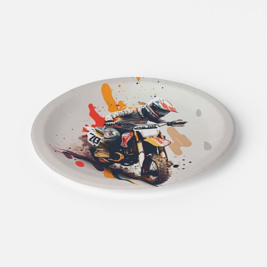 Motocross Party Napkins Papieren Bordje (Gekanteld)