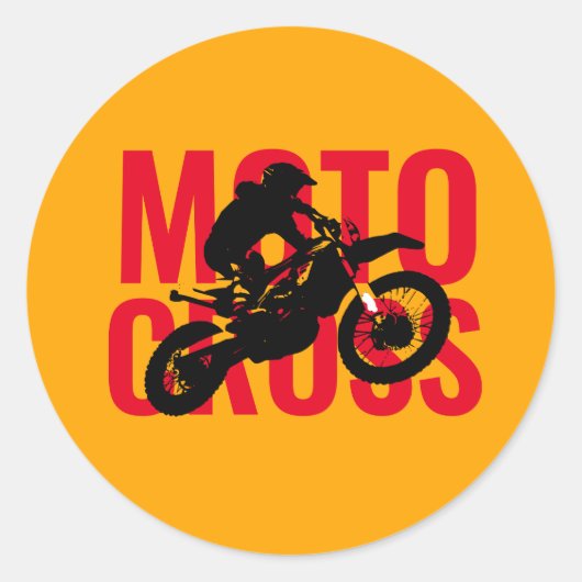Motocross Pop sport Ronde Sticker (Voorkant)