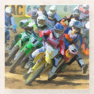 Motocross Race Graphic Art Glazen Onderzetter