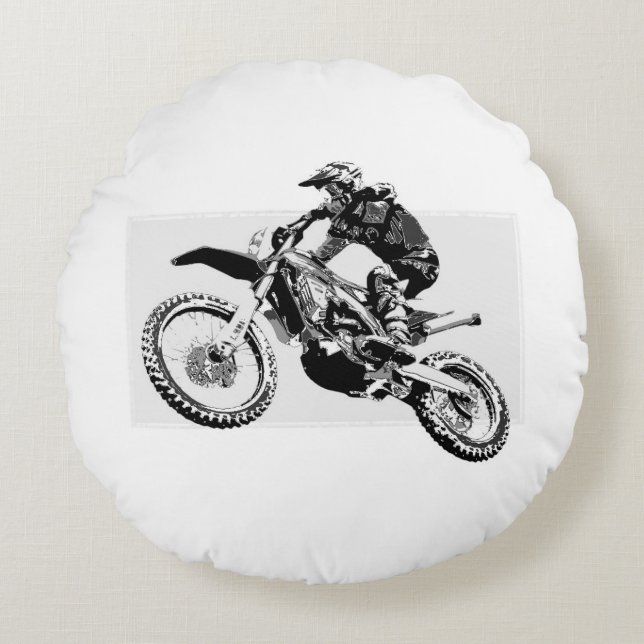 Motocross raceontwerp rond kussen (Voorkant)