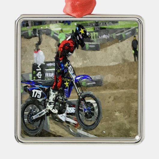 Motocross Racing Metalen Ornament (Voorkant)