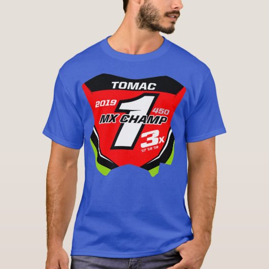 Motocross Red Number Bord Design T-shirt (Voorkant)
