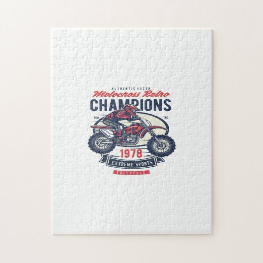 motocross retro kampioen legpuzzel (Verticaal)