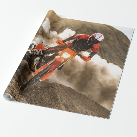 Motocross Rider Cadeaupapier (Uitgerold)